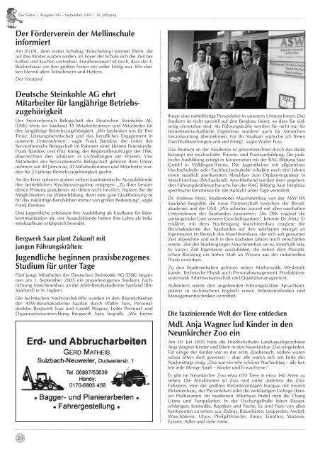 Der Sulzer â€¢ Ausgabe 185 â€“ September 2005 â€¢ 16. Jahrgang