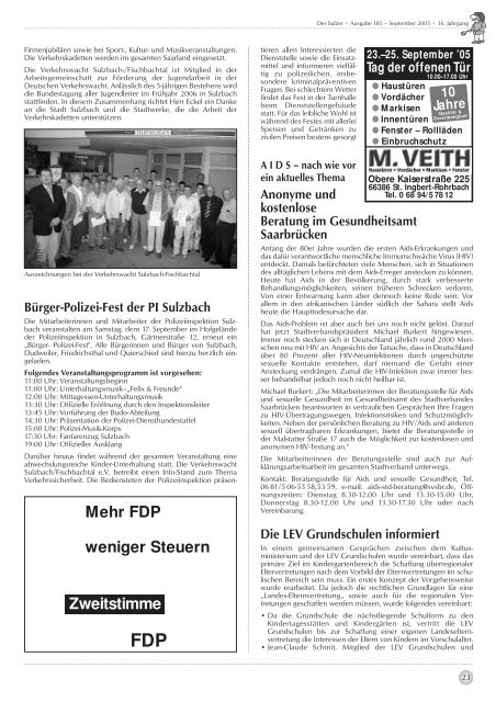 Der Sulzer â€¢ Ausgabe 185 â€“ September 2005 â€¢ 16. Jahrgang