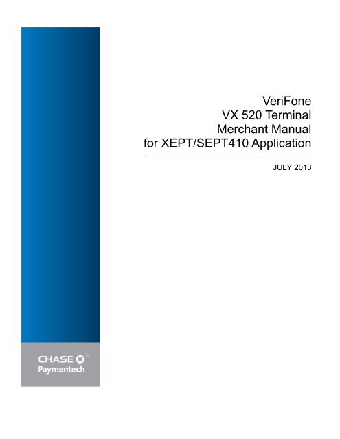 VeriFone VX 520 Terminal Merchant Manual - Chase Paymentech