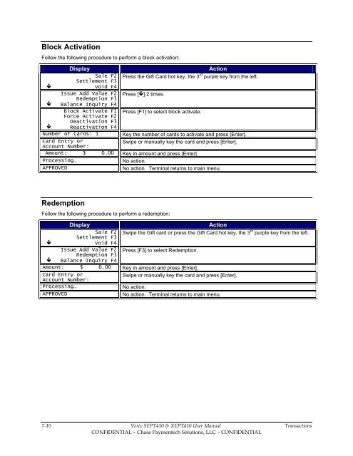 VeriFone VX 520 Terminal Merchant Manual - Chase Paymentech