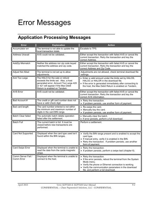 VeriFone VX 520 Terminal Merchant Manual - Chase Paymentech