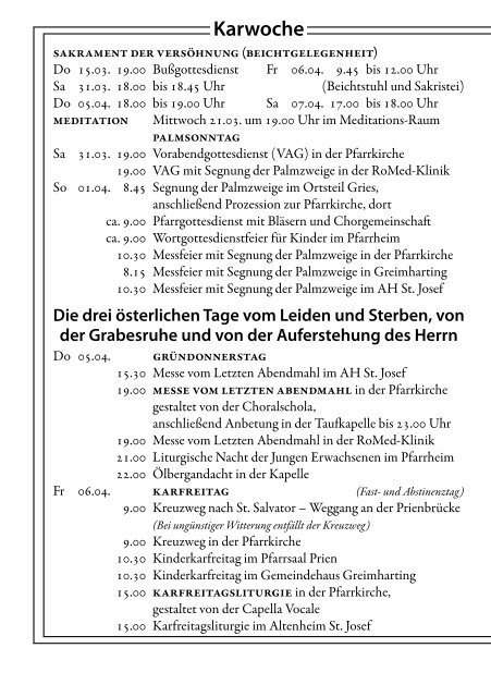 Pfarrei Mariä Himmelfahrt Prien am Chiemsee Pfarrbrief Ostern 2012