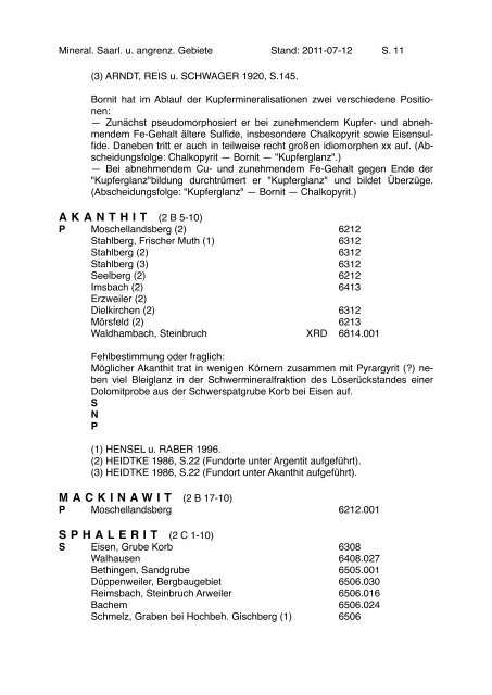 MINERALIEN des SAARLANDES und ANGRENZENDERGEBIETE