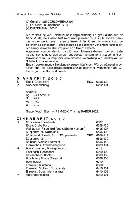 MINERALIEN des SAARLANDES und ANGRENZENDERGEBIETE