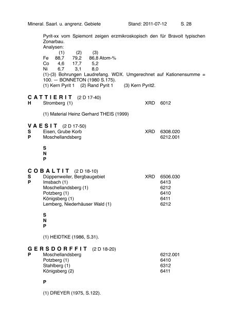 MINERALIEN des SAARLANDES und ANGRENZENDERGEBIETE