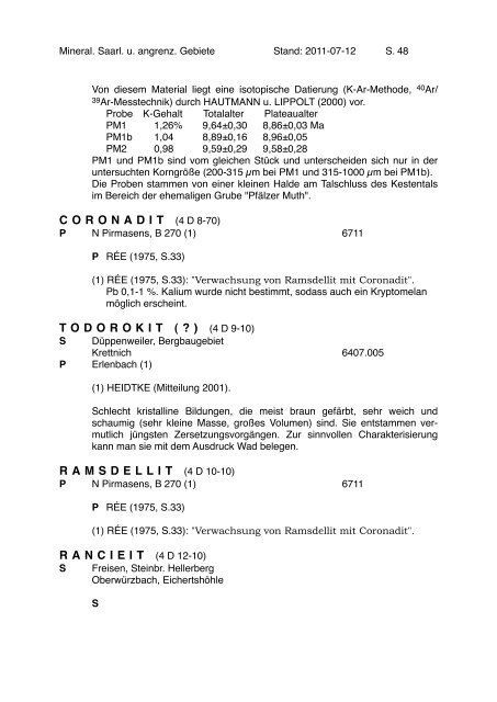 MINERALIEN des SAARLANDES und ANGRENZENDERGEBIETE