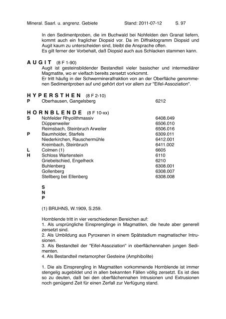 MINERALIEN des SAARLANDES und ANGRENZENDERGEBIETE