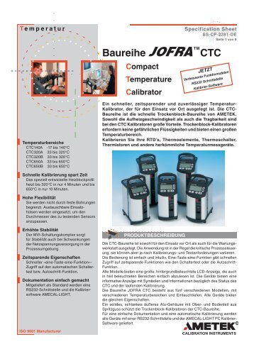 Baureihe CTC Compact Temperature Calibrator - PK elektronik ...