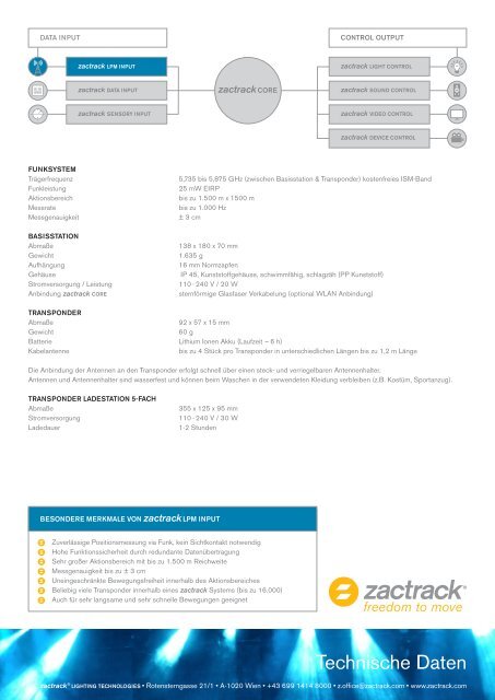 Produktdatenblatt zactrack LPM INPUT - Zkoor.com