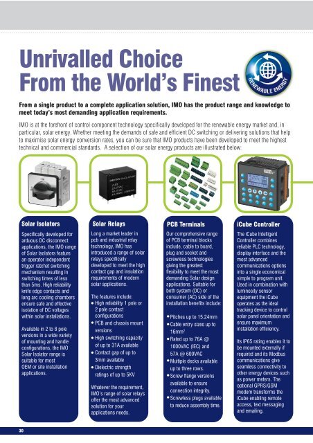 IMO Solar Isolator Range Brochure