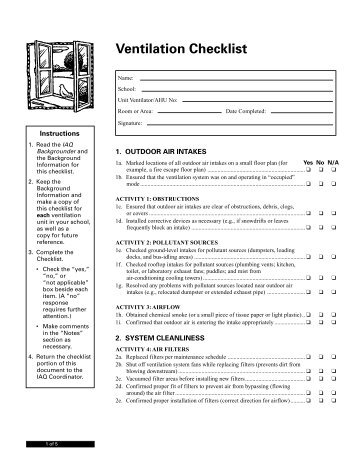 Ventilation Checklist