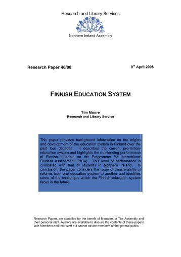 Finnish Education System - the Northern Ireland Assembly Archive