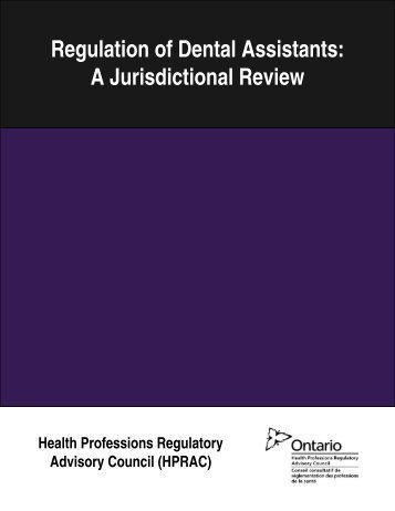 Regulation of Dental Assistants - Health Professions Regulatory ...