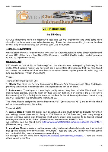 VST Instruments - WersiClub International