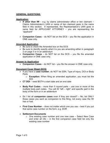 Page 1 of 5 GENERAL QUESTIONS: Application: If ... - Work Injury, Inc.