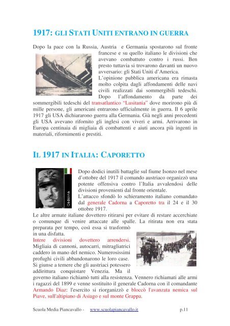 La Prima Guerra Mondiale - Scuolapiancavallo.it