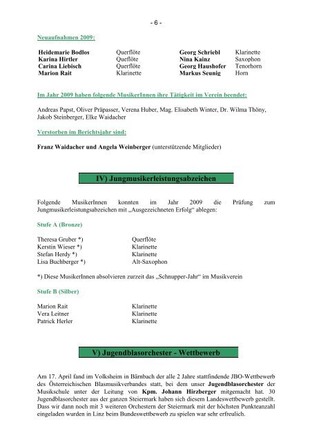 Bericht 2009 für Homepage - Musikverein Frohnleiten