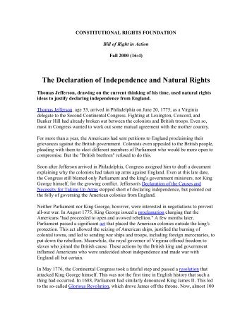 The Declaration of Independence and Natural Rights - Twyman ...