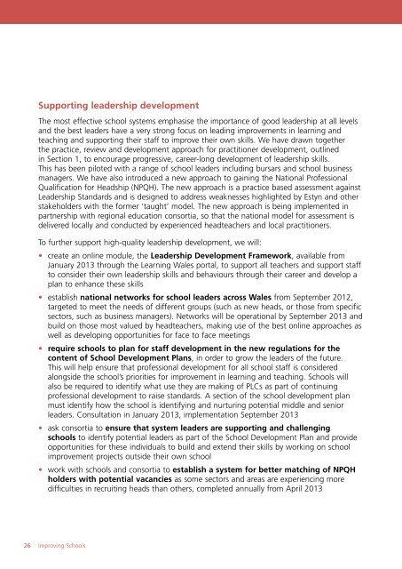 Improving schools: full plan - Learning Wales - Welsh Government