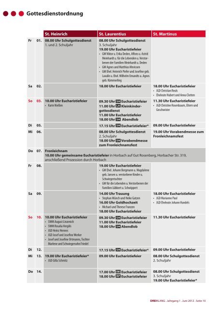 Gottesdienstordnung - GDG Aachen-Nordwest