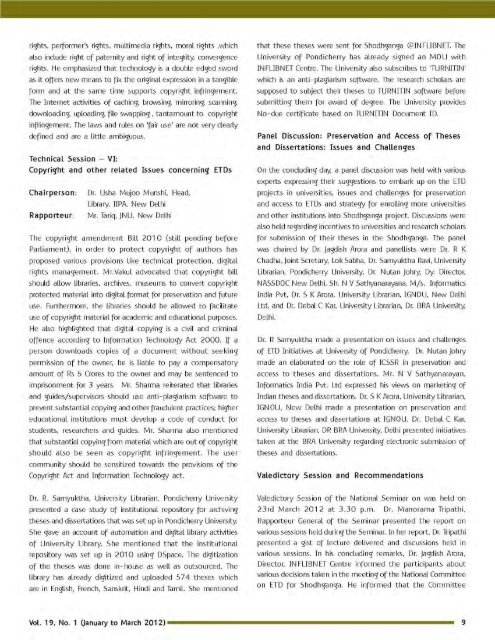 Vol.19- No.1 (Jan-Mar, 2012) - INFLIBNET Centre