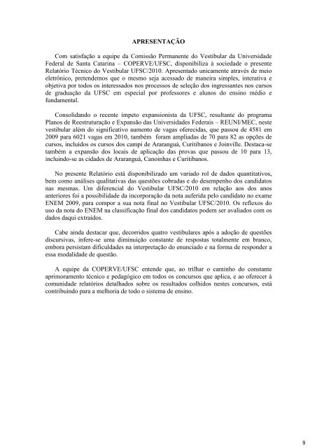 RelatÃ³rio Oficial Completo [PDF] - Vestibular UFSC/2010