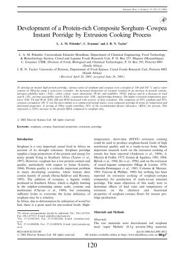 Development of a Protein-rich Composite Sorghum-Cowpea Instant ...