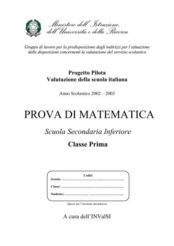 prova invalsi 2002 – 2003 matematica prima media - Engheben.it