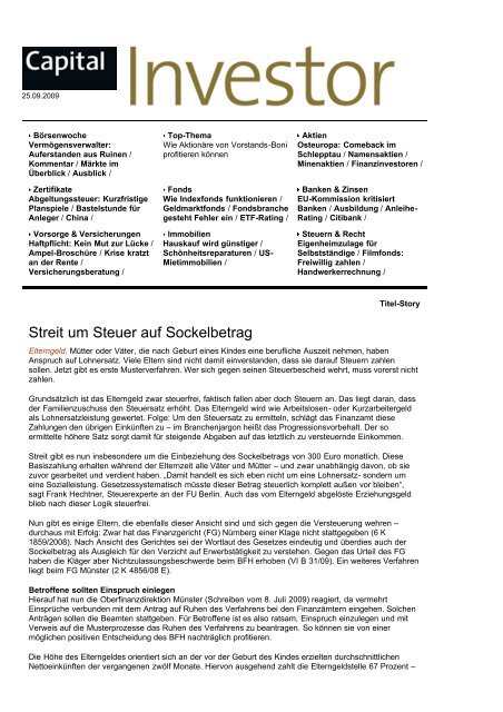 Capital Investor Vom 25 09 2009