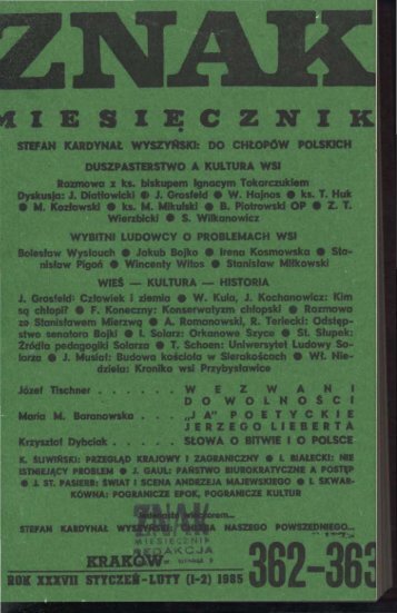 Nr 362-363, styczeÅ-luty 1985 - Znak