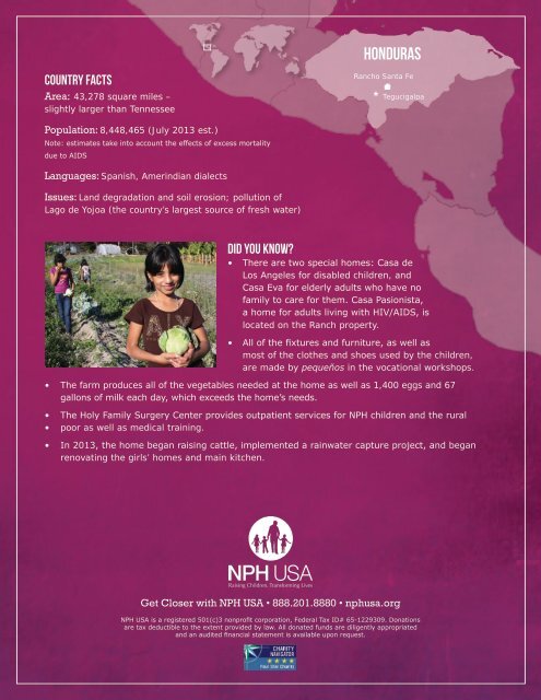 NPH Honduras Fact Sheet (PDF) - Friends of the Orphans