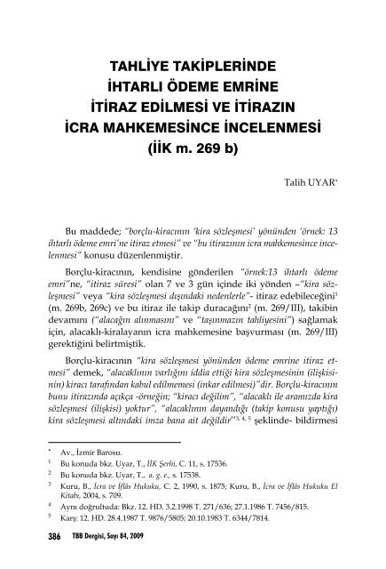 tahliye takiplerinde ihtarlÄ± Ã¶deme emrine itiraz