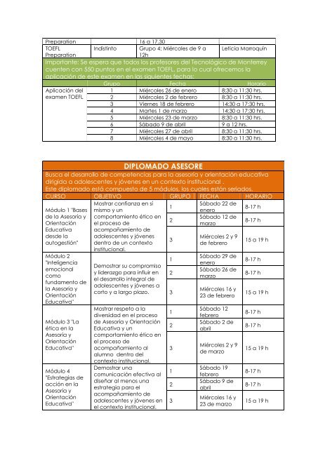 calendario - Campus Estado de México - Tecnológico de Monterrey