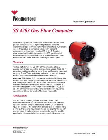 SS 4203 Gas Flow Computer