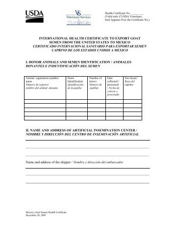 international health certificate to export goat semen from the ... - aphis