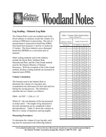 Log Scaling â Ontario Log Rule - Ontario woodlot.com