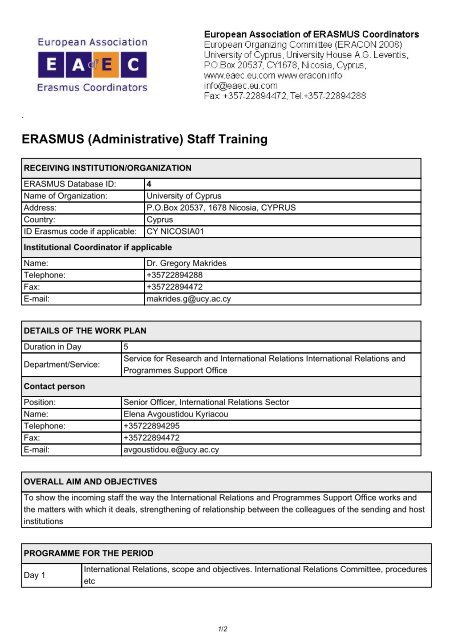 ERASMUS (Administrative) Staff Training - European Association for ...