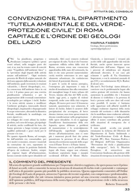 Leggi tutto... - Ordine dei Geologi del Lazio