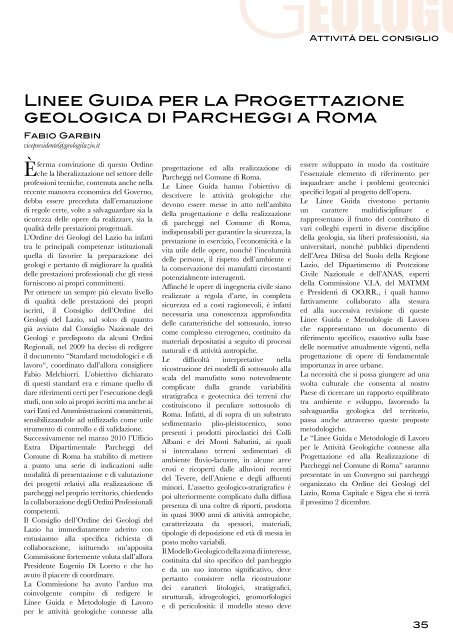 Leggi tutto... - Ordine dei Geologi del Lazio