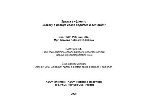 NÃ¡zory a postoje ÄeskÃ© populace k seniorÅ¯m - BritskÃ© listy