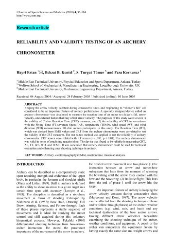 Research article RELIABILITY AND VALIDITY TESTING - Journal of ...