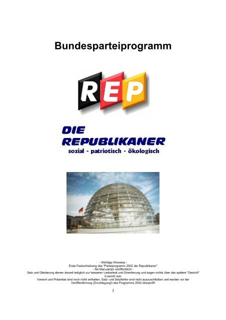 Bundesparteiprogramm - Die Republikaner – Hessen