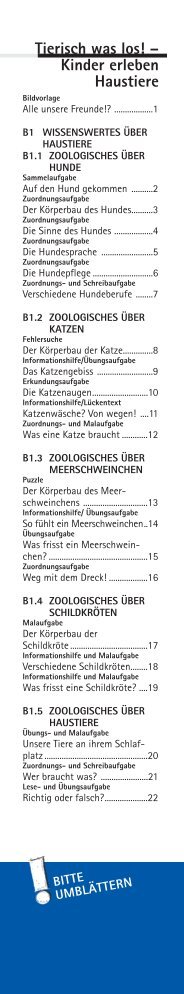 BAUSTEINE GRUNDSCHULE 4 / 2003 16. JAHRGANG Tierisch ...