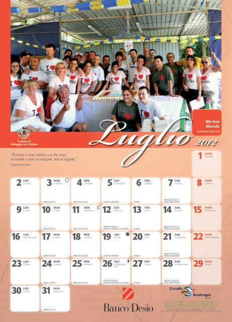 Scarica il Calendario 2012 in formato .pdf - Comune di Veduggio ...