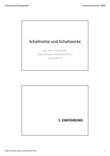 Schaltnetze und Schaltwerke - Systemsoftware und Verteilte ...