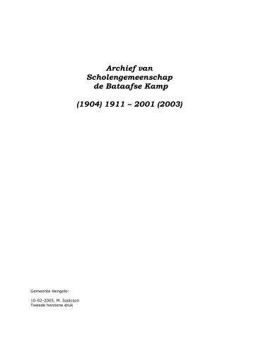 Archief van Scholengemeenschap de Bataafse Kamp - Gemeente ...