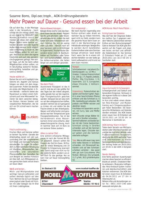 ASR Sport Fitness Ausgabe 2011 - Allgäu Sport Report