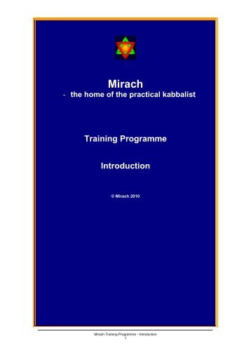 the home of the practical kabbalist Training Programme ... - Mirach