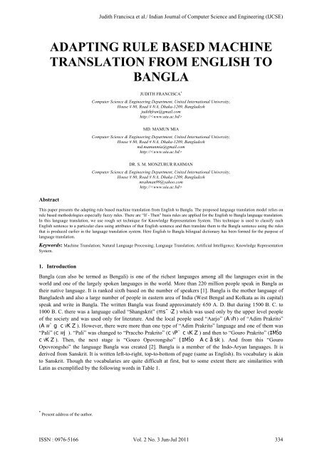 adapting rule based machine translation from english to bangla