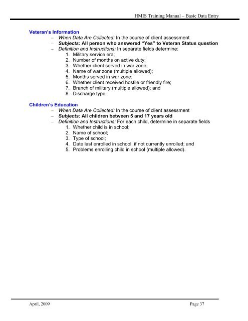 HMIS Training HMIS Training